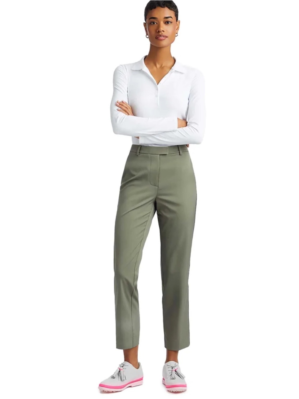 G/Fore Isle Women's Stretch Tech Twill Trouser Size 0 in Green Gray Golf Pant